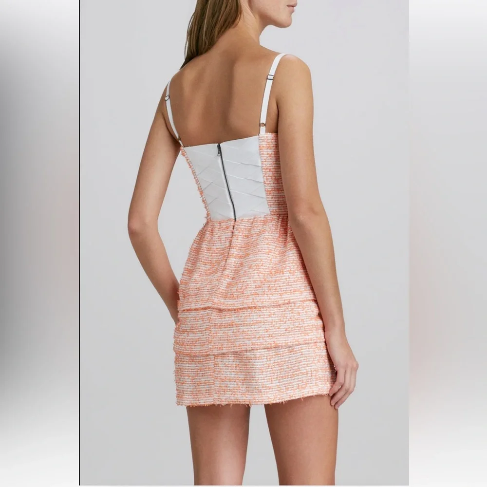 Alice & Olivia Shellyanne Tiered Tweed Mini Dress Size 2 - Picture 2 of 9